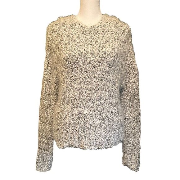 Sweaters - RAG POETS SHAGGY HOODED CROP WHITE/BLACK SWEATER SIZE XS​​​​​